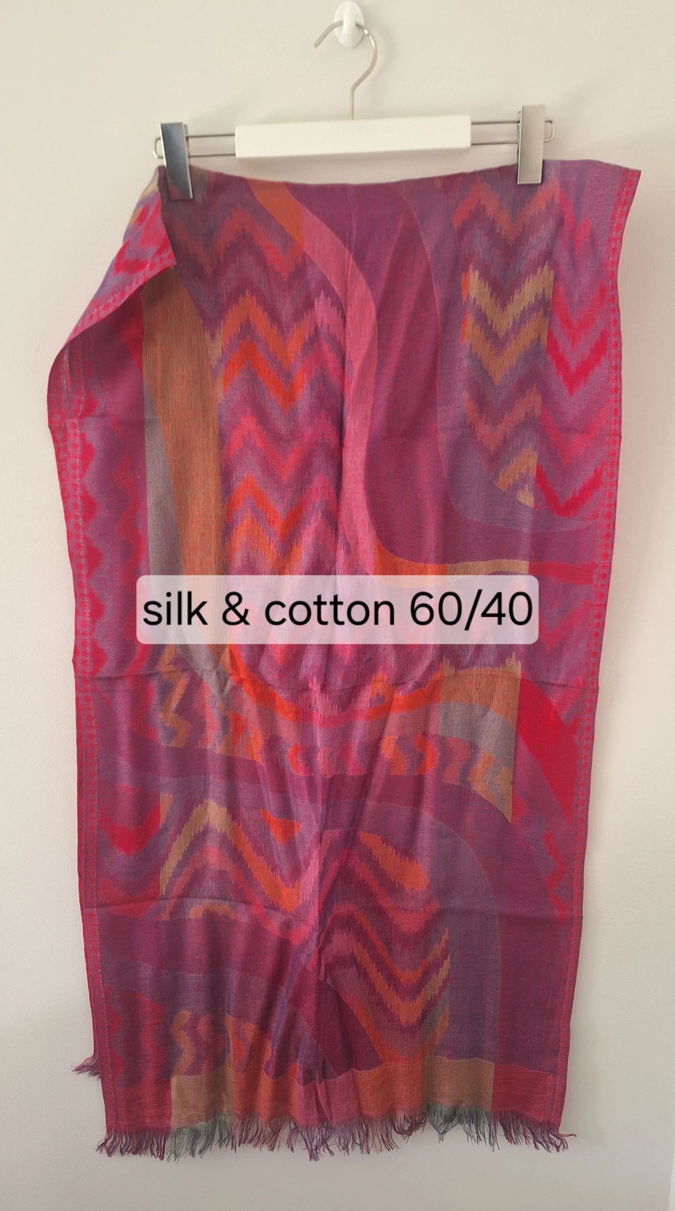 Boho ethnic multicolor sjaal zijde/katoen 60/40